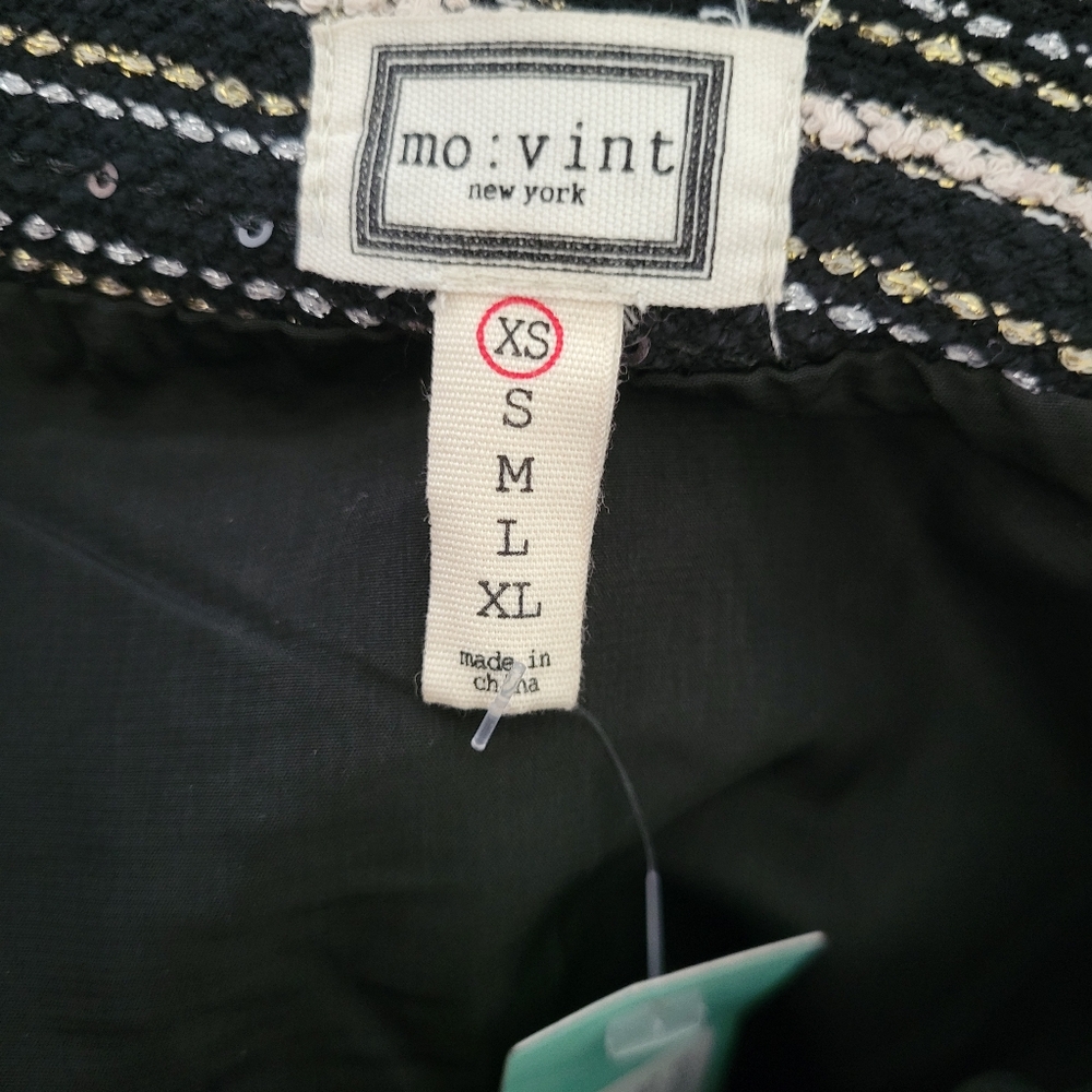 Mo:Vint New York Anthropologie Knit Skirt Women XS Black White Gold Striped Knit - Picture 7 of 9